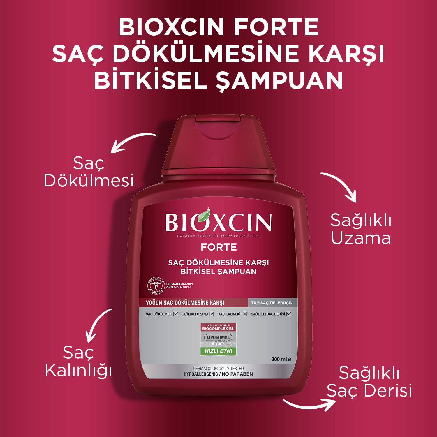 Bioxcin Forte Bitkisel Saç Dökülmesine Karşı Şampuan 3x300 ml