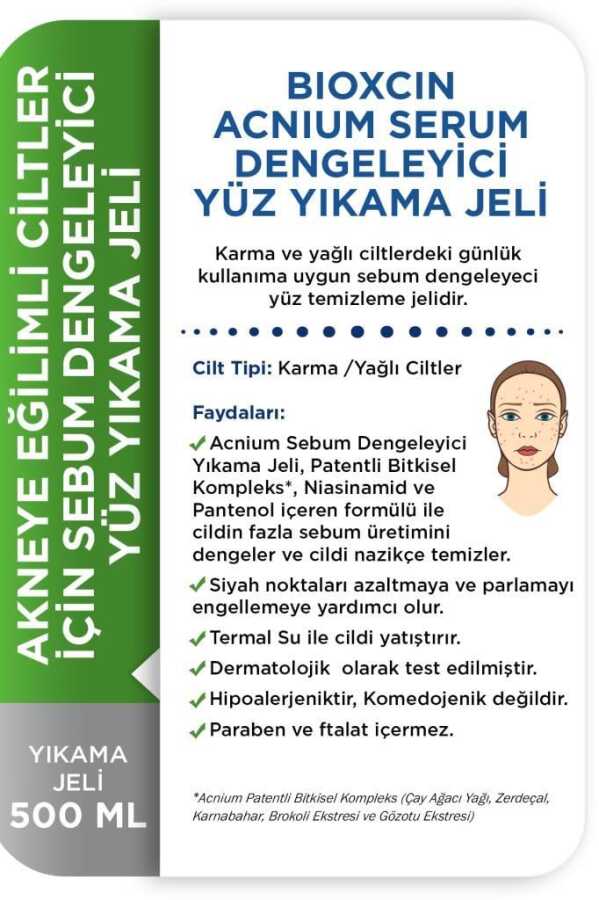 Bioxcin Acnium Sebum Dengeleyici Yüz Yıkama Jeli 500ml